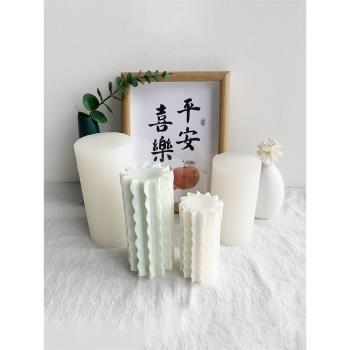 ins立體褶花邊矽膠模具手工diy香薰蠟燭石膏模具生日家居裝飾擺件