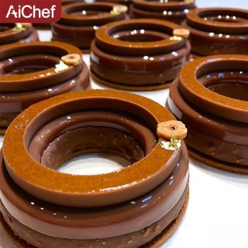 AiChef 慕斯矽膠模具法式西點義大利 6連大小套環形烘焙蛋糕模具