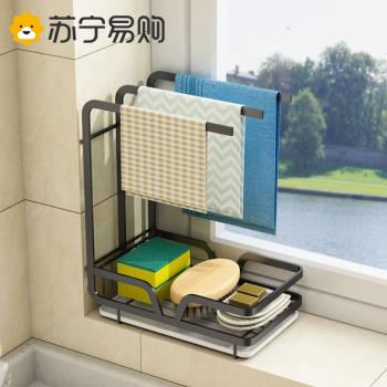 抹布架壁掛免打孔置物架雙層海綿洗碗布瀝水廚房用品收納神器2110