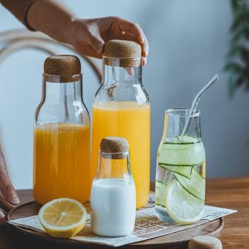 民宿奶茶玻璃冷水壺木塞飲料瓶