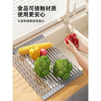 優勤瀝水架水槽碗碟收納架廚房置物架可折疊瀝水籃家用水池碗碟架