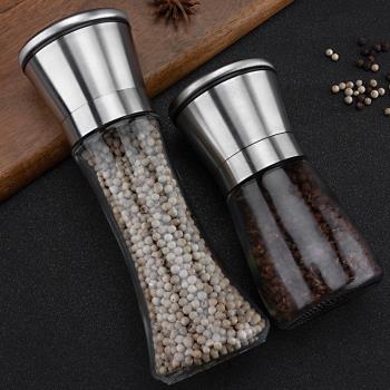 304不銹鋼黑胡椒研磨器家用手動廚房花椒研磨瓶現磨粗海鹽胡椒粉