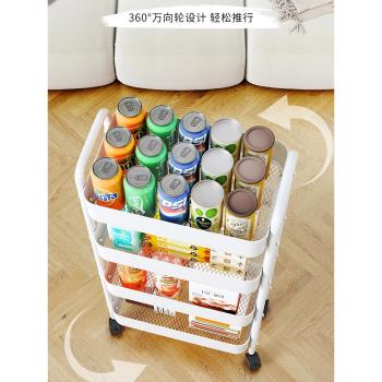 音飛碳鋼置物架廚房家用收納儲物架可移動多層小推車多功能蔬菜籃