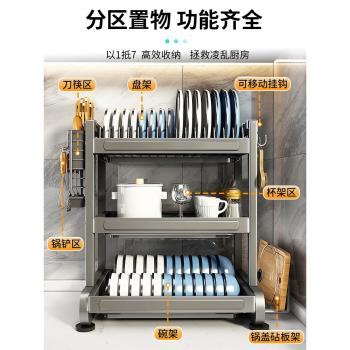 碗碟收納架廚房碗架瀝水碗盤置物架家用碗筷收納盒多功能雙層碗櫃