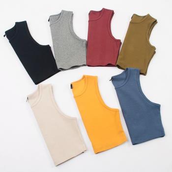 高腰顯瘦修身短款露臍背心爵士現代舞蹈服練功服上衣瑜伽運動上衣