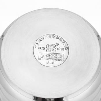 順發304不銹鋼煎鍋平底鍋燃氣電磁爐通用有蓋中式無塗層平底鍋家