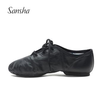 Sansha 法國三沙爵士鞋 皮製兒童軟底現代舞鞋系帶瑜伽鞋舞蹈鞋