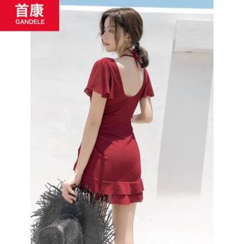游泳衣女2024新款泡澡服仙女範遮肚顯瘦保守性感韓國ins連體溫泉