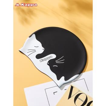 kappa專業泳帽矽膠男士防水護耳女士長發成人不勒頭遊泳帽