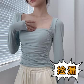 舞蹈服現代練功形體長袖舞蹈生日常穿搭方領上衣中國古典服裝成人