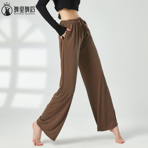 春夏新款銅氨絲現代舞練功服古典舞褲爵士舞高腰闊腿褲瑜伽直筒褲