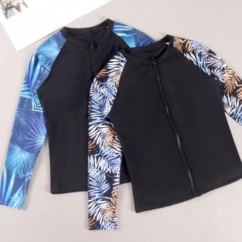 小可折扣新款女防曬沖浪分體泳衣長袖泳裝帶胸墊游泳單件上衣外套