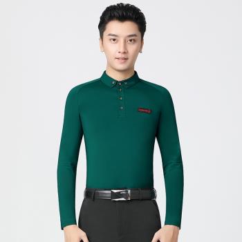 丹寶羅旗艦店男士舞蹈練功服斜肩帥氣襯衣領長袖拉丁舞服秋季新款