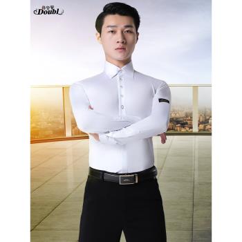 丹寶羅男士連體襯衣白色摩登舞拉丁舞服裝新款男舞蹈國標上衣比賽