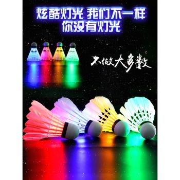 夜光羽毛球塑膠防風帶燈戶外訓練室外尼龍夜間熒光發光鵝毛球套裝