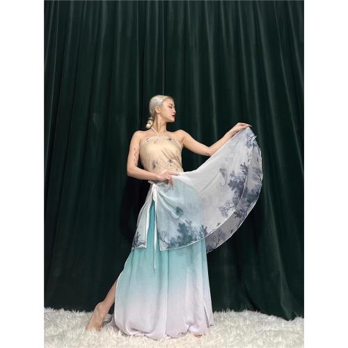 ROUR【煙雨行舟】肉肉老師國風舞蹈服氣質穿搭表演服漸變色闊腿褲