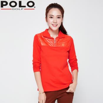 POLO GOLF高爾夫服裝 女士秋冬長袖衫 拉鏈高領修身休閑運動上衣