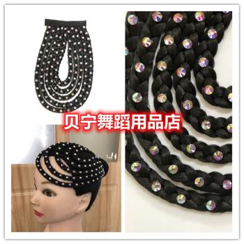 貝南舞蹈用品店摩登配飾拉丁頭飾額前假發國標舞劉海辮子鑲鉆發飾