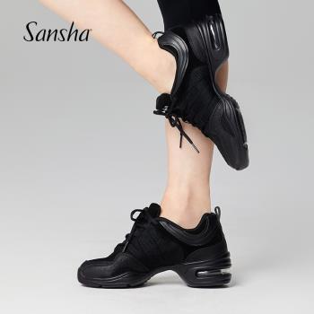 Sansha 法國三沙現代舞鞋四季舞蹈鞋透氣網面廣場舞鞋軟底中跟