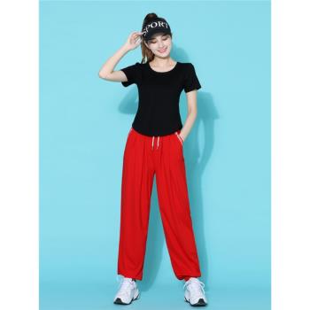 廣場舞新款服裝套裝女夏季運動裝短袖跳舞衣舞蹈服運動服時尚衣服