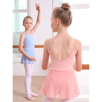 舞蹈服兒童女夏季吊帶練功服幼兒跳舞芭蕾舞裙中國舞形體演出服裝