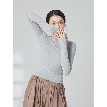 共妍冬季民族現代舞蹈形體訓練功服針織長袖套指修身藝考演出上衣