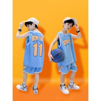 兒童籃球服套裝男童小學生小孩歐文球衣夏季速幹訓練服運動比賽服