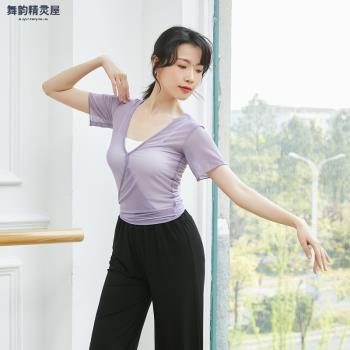 夏天新款舞蹈網紗上衣女中國舞練功服古典舞身韻紗衣飄逸跳舞上衣