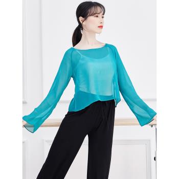 寬松舞蹈上衣古典舞服裝女身韻紗衣演出服飄逸現代舞練功服成人夏