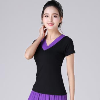 廣場舞上衣夏季新款短袖女莫代爾大碼寬松胖MM瑜伽舞蹈服裝中老年