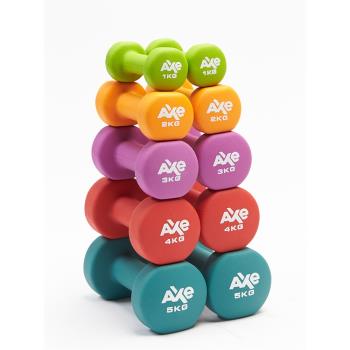 AXE 浸塑鑄鐵啞鈴 健身家用 健身房 競技 專業 健身器材