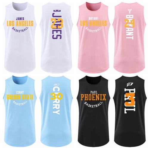 詹姆斯背心保羅科比庫里無袖坎肩T恤運動透氣速干美式籃球訓練服