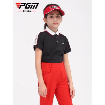 PGM 新款 高爾夫服裝 女童短袖T恤 春季golf衣服 透氣速幹