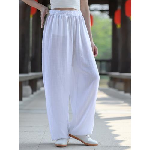 柏齡春夏新款太極褲太極服褲子棉麻錦男女練功武術太極拳表演褲