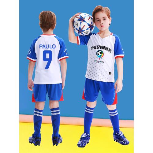 兒童足球服套裝男童春夏季運動隊服女孩印字小學生緊身訓練服球衣