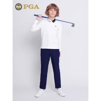 美國PGA高爾夫童裝男童長袖T恤青少年時尚上衣服裝春夏季衣服套裝