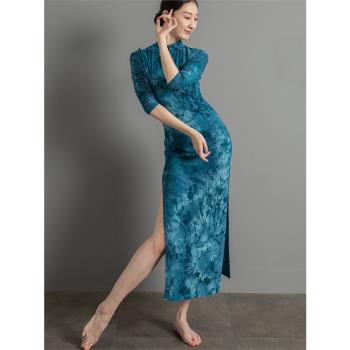 新中式古典舞蹈服旗袍練功服成人民國風開叉中國舞拉丁演出服女韻