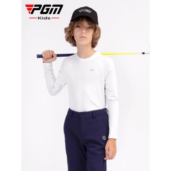 PGM兒童高爾夫衣服男童打底衫秋冬青少年磨絨長袖服裝時尚T恤童裝
