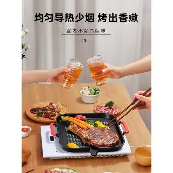 韓式麥飯石燒烤盤家用不粘無煙烤肉鍋電磁爐烤盤商用鐵板燒烤肉盤