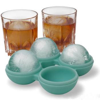 4連6cm特大號圓球大冰球食品級矽膠模具製冰器冰格帶蓋酒吧威士忌