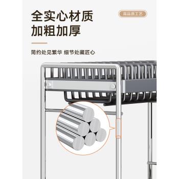 帥仕廚房碗碟瀝水置物架槍灰色臺面家用放碗盤晾碗筷多功能收納架