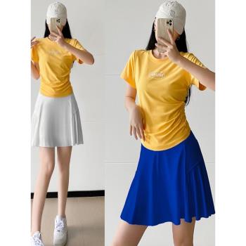 打底上衣團體表演服韓版辣妹正肩t恤修身顯瘦短袖廣場舞服裝女ins