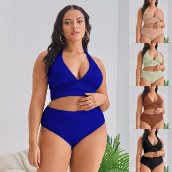 Fat MM split two piece plus 4XL beach bikini大碼泳衣比基尼