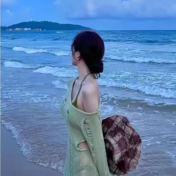 泳衣女ins風法式綠色針織破洞比基尼長袖防曬罩衫小胸聚攏大露背