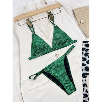 2023歐美外貿時尚性感比基尼新款女士分體純色泳衣多色bikini跨境
