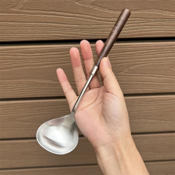 輕奢胡桃木稀飯小號不銹鋼湯勺