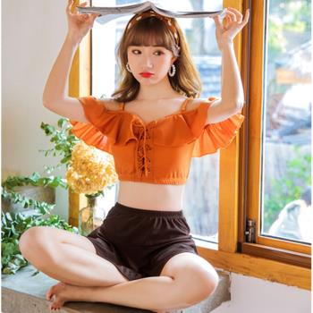 泳衣女保守學生分體小胸聚攏24年新款游泳衣顯瘦裙式平角溫泉泳裝
