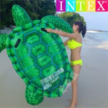 INTEX水上動物游泳圈坐騎 大海龜藍鯨魚座圈玩具兒童成人充氣座騎