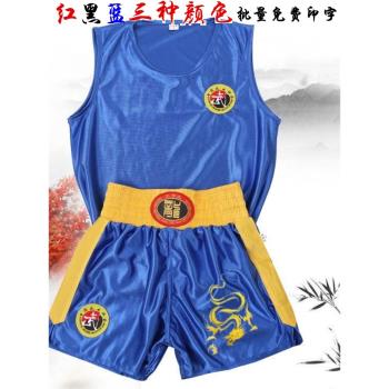 散打服短褲男女兒童成人搏擊拳擊泰拳褲散打訓練服龍紋衣服印字