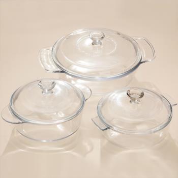 菲內克斯鋼化玻璃碗帶蓋耐熱玻璃水晶煲湯鍋微波爐烤箱蒸鍋用湯碗